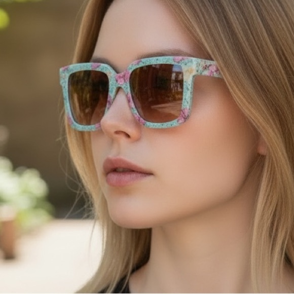 LoveShackFancy Sunglasses Nouvella Turquoise Waves